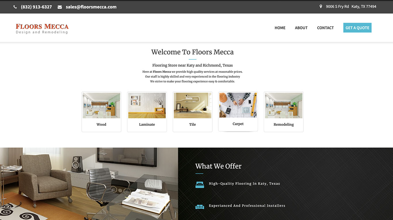 Floors Mecca Homepage before Floors Mecca